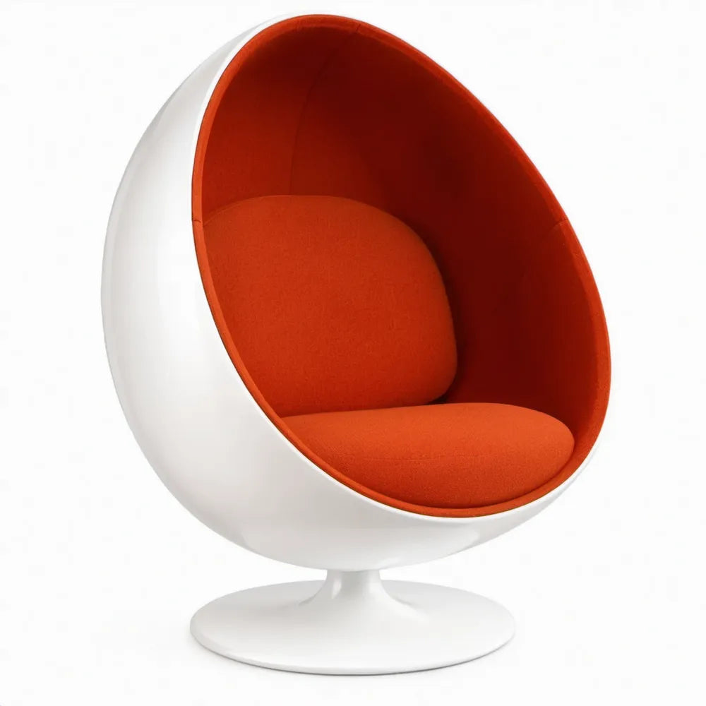 Draaibare eivormige loungestoel Wit/Oranje, 80 x 75 x 110 cm