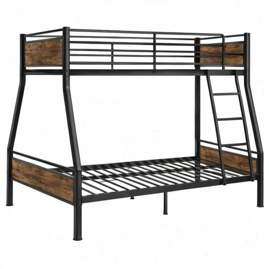 Stapelbed met ladder 90 x 190 cm en 140 x 190 cm - Zwart/Bruin