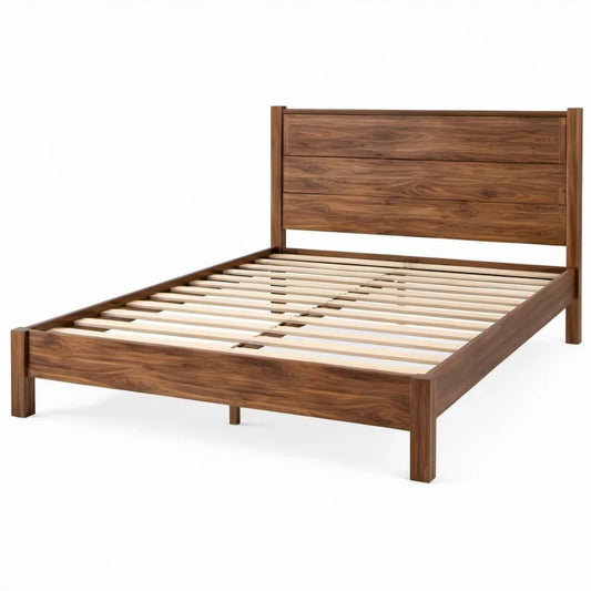 Bedframe van massief acaciahout met lattenbodem 160 x 200 cm - Walnootbruin