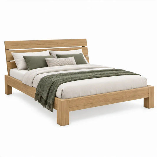 Massief eikenhouten bedframe 160 x 200 cm – Naturel eiken